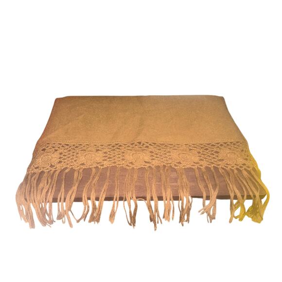 Canotex 100% Alpaca Scarf 90x20in made in Peru crocheted fringe ends brown - Picture 3 of 11